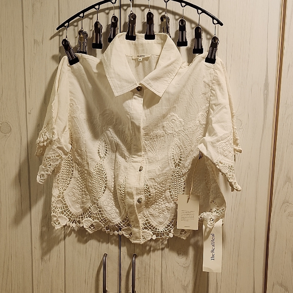 The Kooples White Lace Button Down Shirt